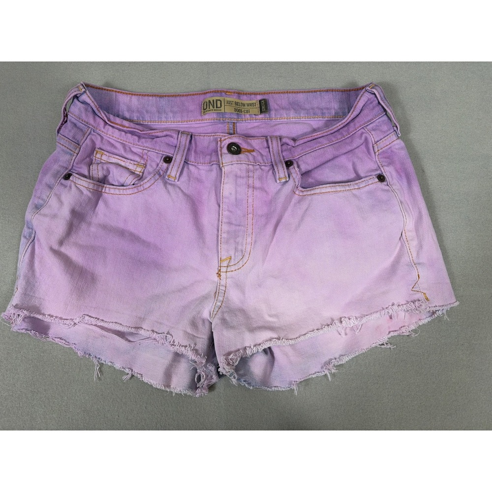 Old Navy OND Purple Acid Wash Cut Off Denim Shorts Women 4 Long Low Rise Stretch